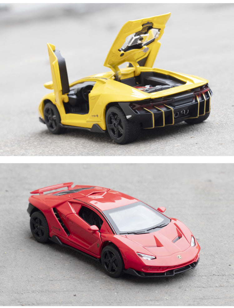 1/32 Cars Toys Auto To Scale Lambor LP770 Diecast Model Cars Alloy Autos Toys Gift for Boys Pull Back Light Music Kids Car