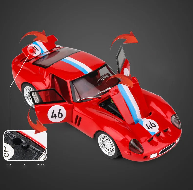 1:32 250 GTO Supercar Alloy Model Car Toy Diecasts Metal Casting Sound and Light Car Toys For Children Vehicle