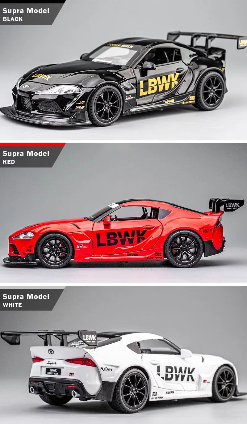 1:22 Scale Supra Car Model Toy Alloy Diecast High Simulation Metal Sound Light Racing Cars Models Kids Boys Gifts Collection