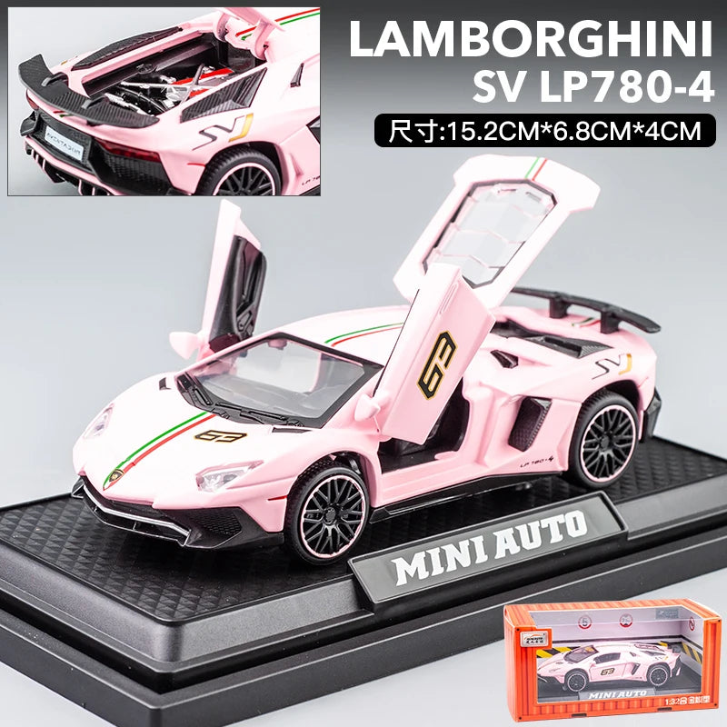 1:32 Lamborghini Aventador SVJ LP780-4 Super Sports Car Alloy Metal Diecast Model Car Sound & Light Collect Hobby Ornaments Gift