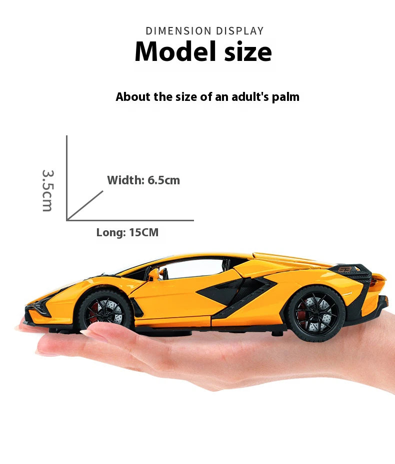 1:32 Lamborghini Alloy Model - Sound & Light, Pull-Back Action, Gift for Kids & Car Fans