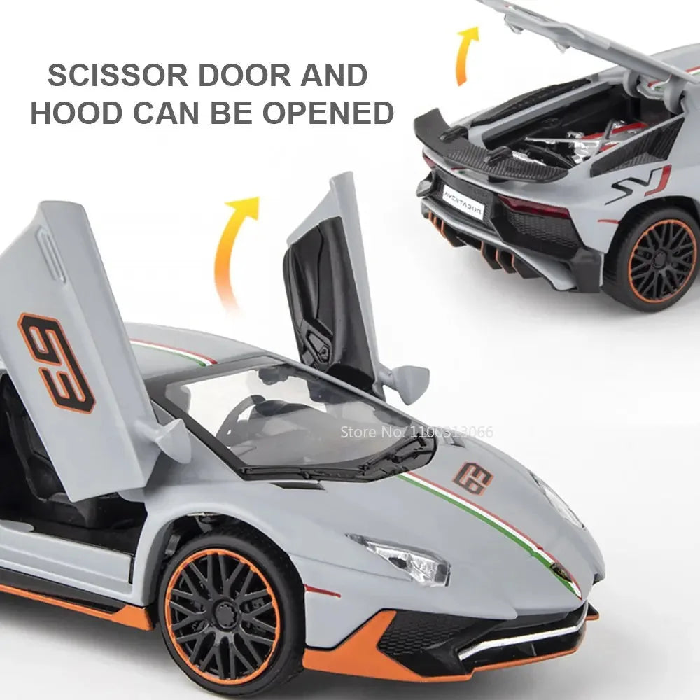 1:32 Lambor LP770-4 LP780-4 Alloy Toy Cars Models Doors Opened Miniature Sports Car Wheel Pull Back Vehicle Kids Collection Fun