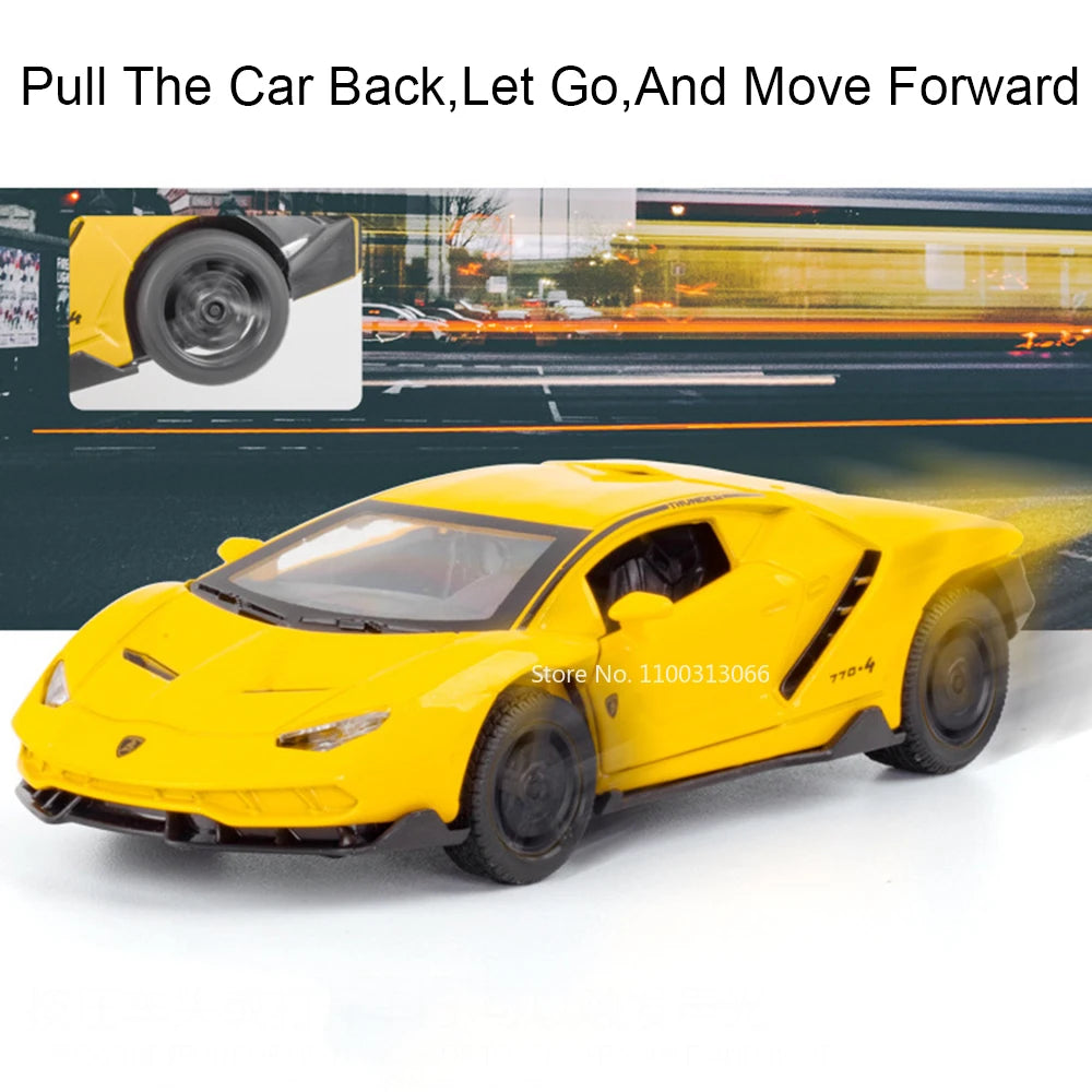 1:32 Lambor LP770-4 LP780-4 Alloy Toy Cars Models Doors Opened Miniature Sports Car Wheel Pull Back Vehicle Kids Collection Fun