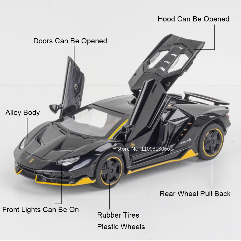 1:32 Lambor LP770-4 LP780-4 Alloy Toy Cars Models Doors Opened Miniature Sports Car Wheel Pull Back Vehicle Kids Collection Fun