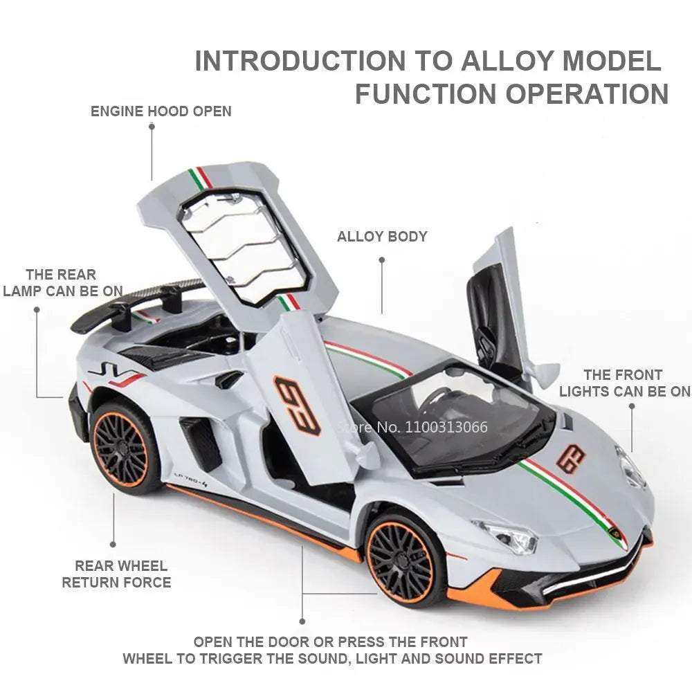 1:32 Lambor LP770-4 LP780-4 Alloy Toy Cars Models Doors Opened Miniature Sports Car Wheel Pull Back Vehicle Kids Collection Fun