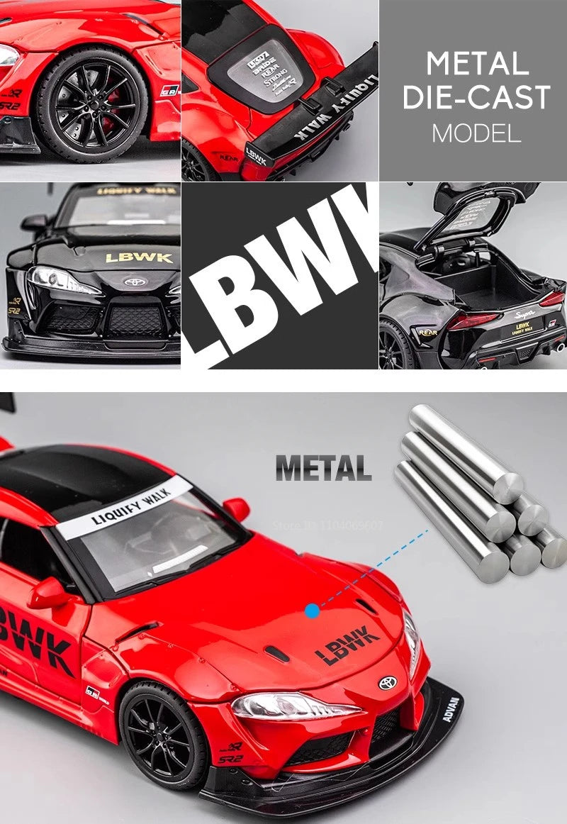 1:22 Scale Supra Car Model Toy Alloy Diecast High Simulation Metal Sound Light Racing Cars Models Kids Boys Gifts Collection