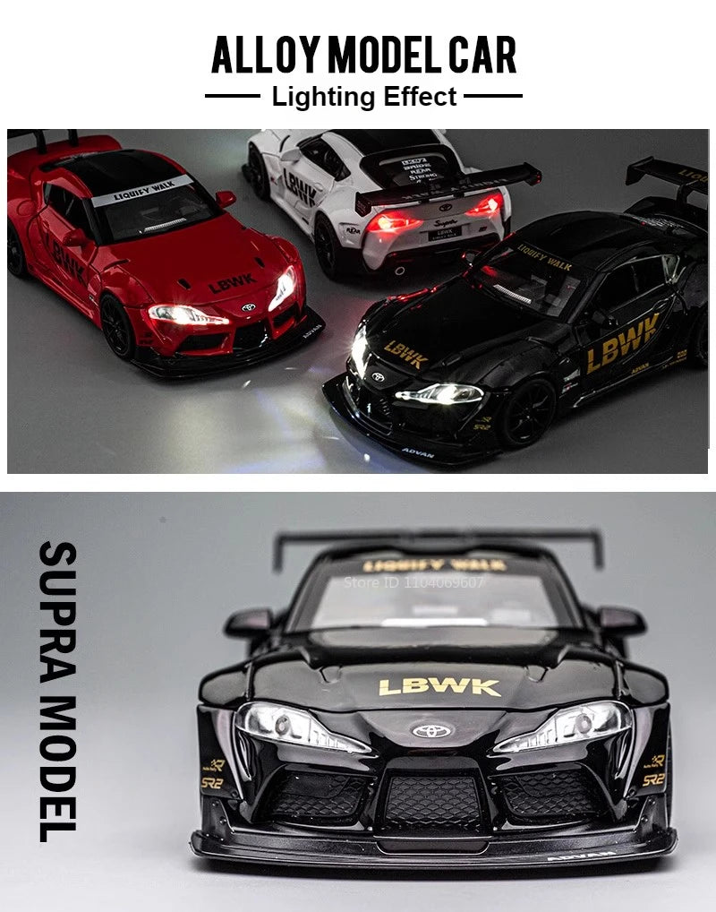 1:22 Scale Supra Car Model Toy Alloy Diecast High Simulation Metal Sound Light Racing Cars Models Kids Boys Gifts Collection