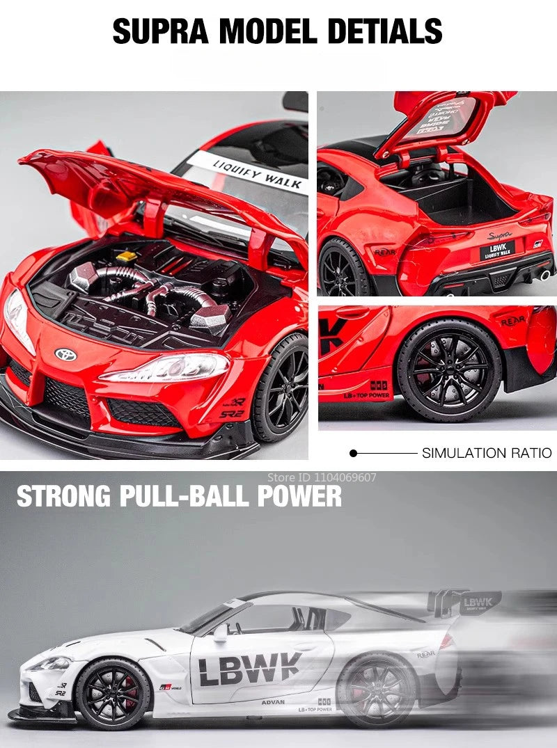 1:22 Scale Supra Car Model Toy Alloy Diecast High Simulation Metal Sound Light Racing Cars Models Kids Boys Gifts Collection