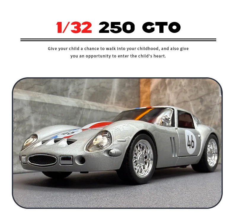 1:32 250 GTO Supercar Alloy Model Car Toy Diecasts Metal Casting Sound and Light Car Toys For Children Vehicle