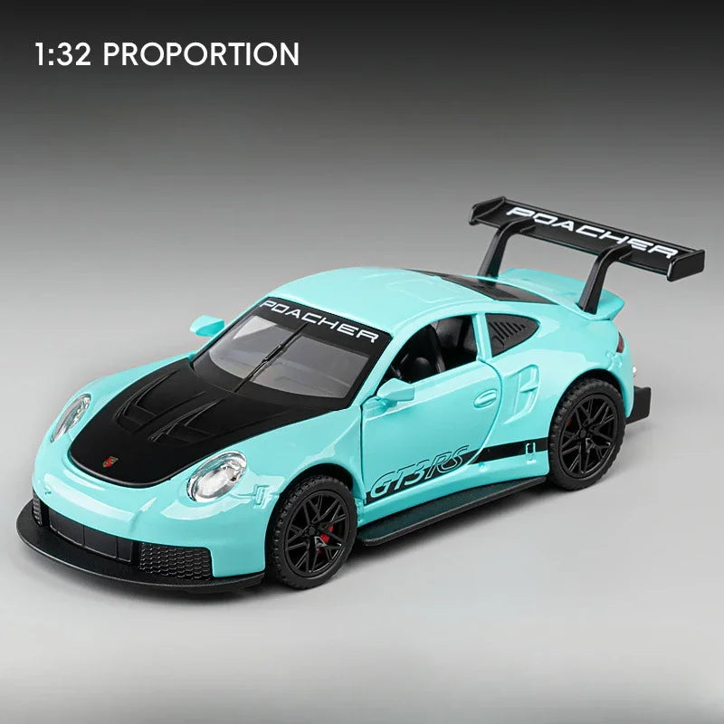 1:32 Alloy Diecast GT3 RS Toys Cars Models Wheel Pull Back 4 Doors Opened Supercar with Light Sound Sports Car Child Adult Gifts