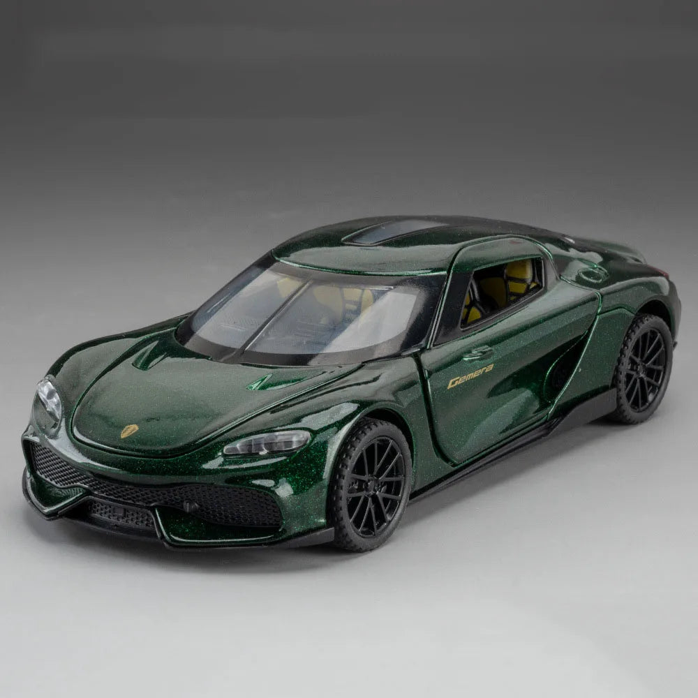 1:32 Scale KNSG Gemera Miniature Model Car Toys Alloy Diecast Sports Cars 4 Doors Opened Pull Back Ornament Vehicles Boys' Gifts