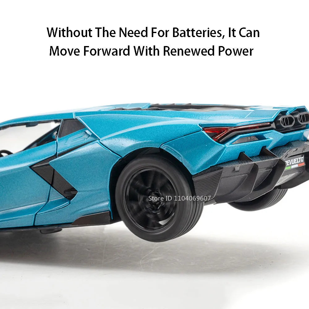 1:24 REVUELTO Alloy Diecast Model Car Toys Sports Cars 4 Doors Opened Pull Back Sound Light Racing Vehicle Festival Gift for Boy