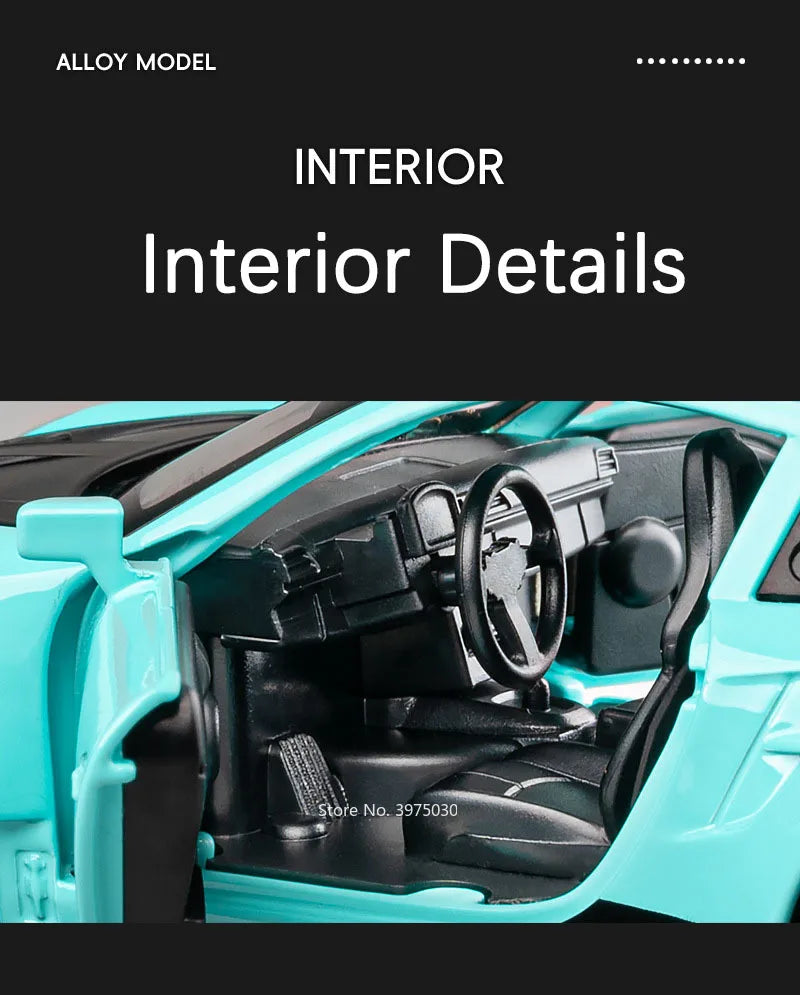 1:32 Alloy Diecast GT3 RS Toys Cars Models Wheel Pull Back 4 Doors Opened Supercar with Light Sound Sports Car Child Adult Gifts