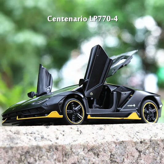 1/32 Cars Toys Auto To Scale Lambor LP770 Diecast Model Cars Alloy Autos Toys Gift for Boys Pull Back Light Music Kids Car
