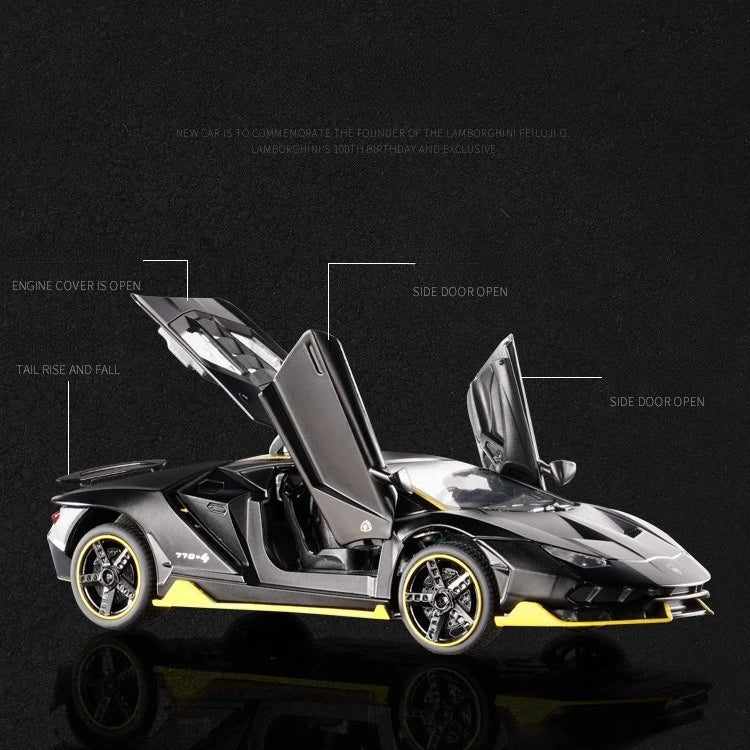 1/32 Cars Toys Auto To Scale Lambor LP770 Diecast Model Cars Alloy Autos Toys Gift for Boys Pull Back Light Music Kids Car