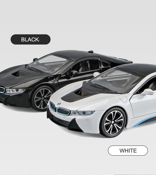 1:24 BMW I8 Supercar Alloy Car Model Diecasts Metal Toy Car Sound And Light Boy Kids Toy Collectibles Gift